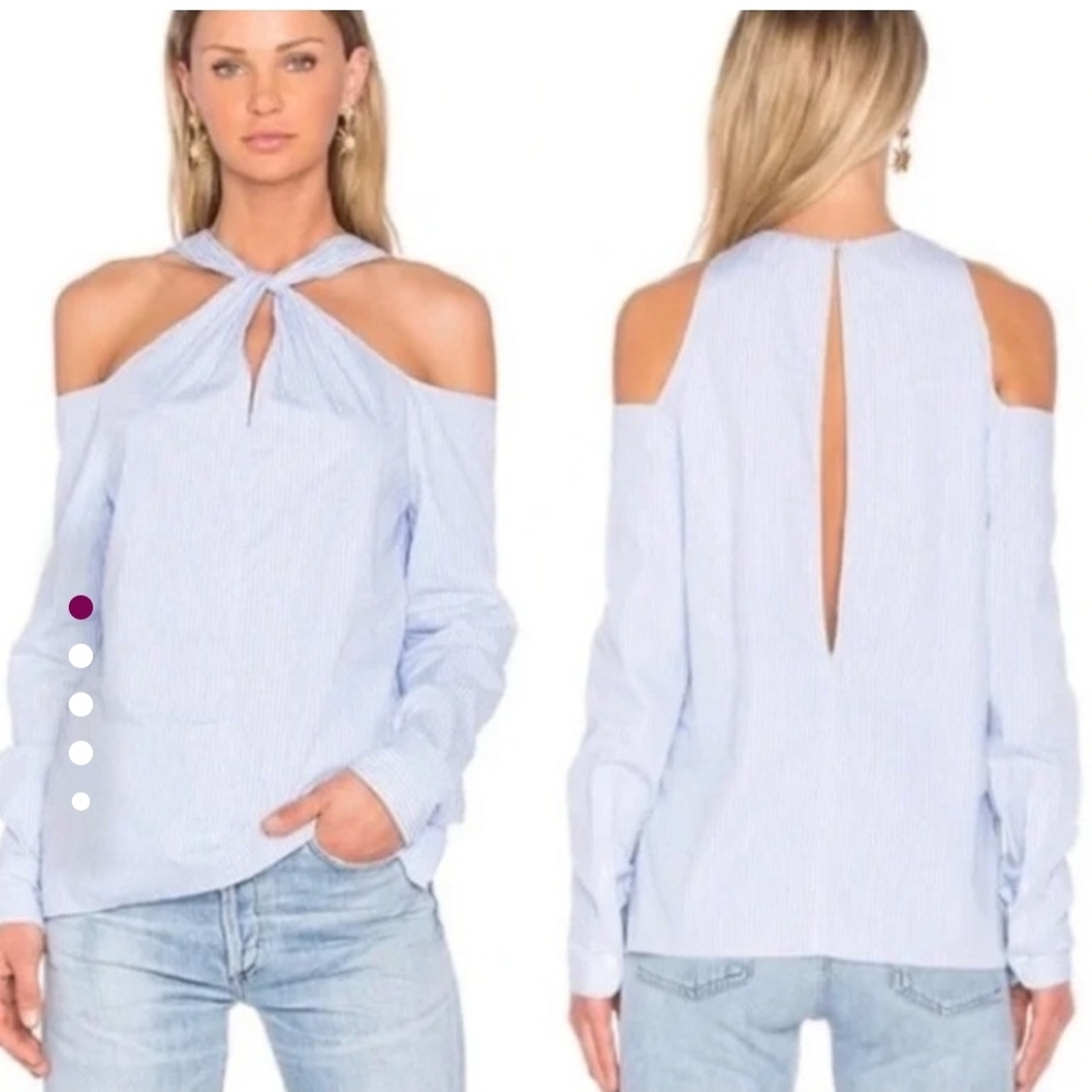 Rag & Bone Blue Cut-Out Long Sleeve Blouse
